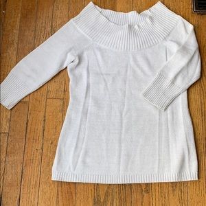 White sparkly off the shoulder sweater